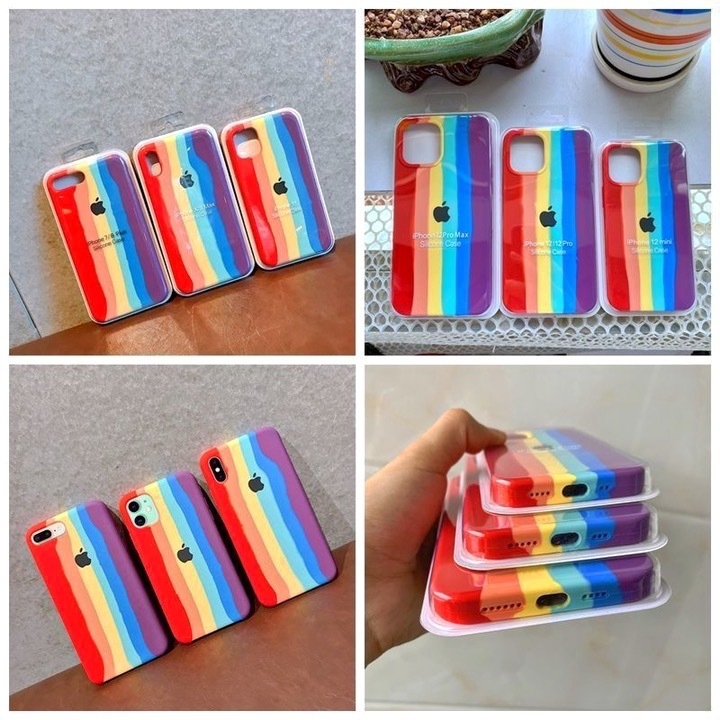 彩虹手机壳iPhone12液态硅胶防摔苹果...