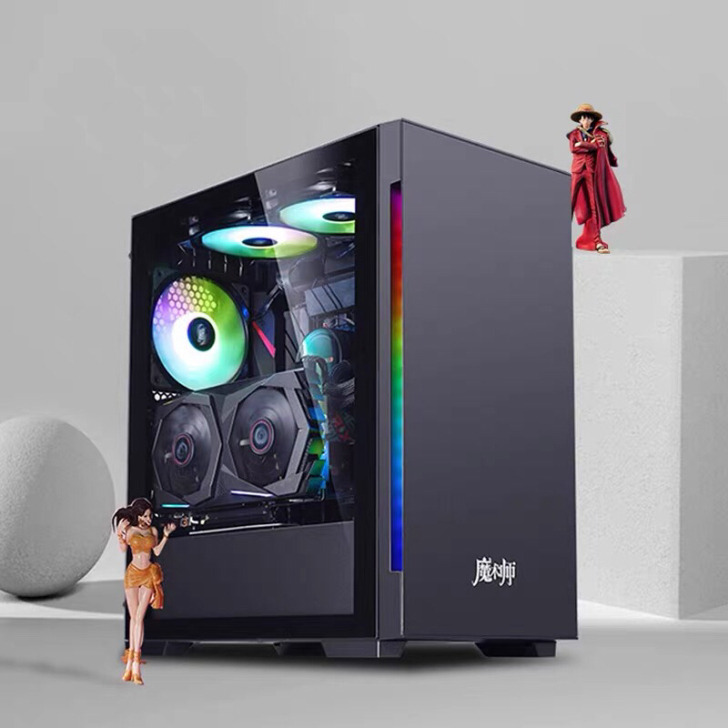金河田魔术师Suoer电脑机箱玻璃侧透主机箱
