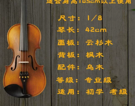 ?欧典小提琴专业级手工成人小提琴初学者儿童...