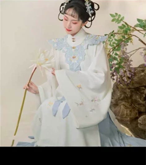 九曲阑珊原创汉服女芷蝶明制立领长袄刺绣云肩...