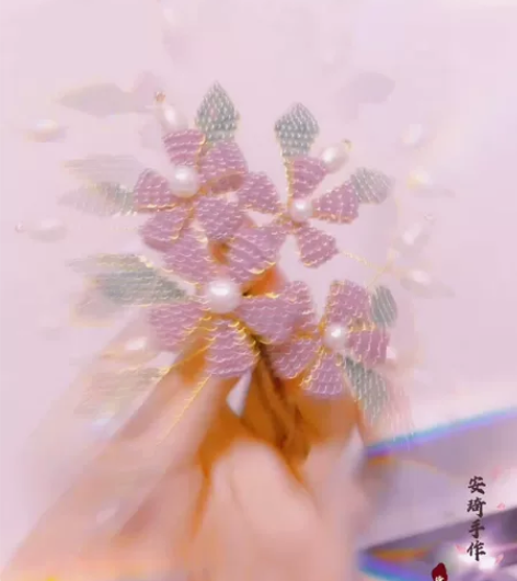 【安琦手作】辑珠花簪 重翠 45一只 枫叶...