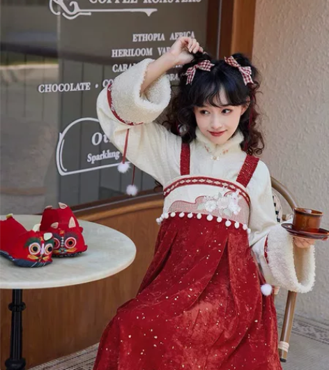 七月夕原创汉服 兔滚滚 立领短衫绣花吊带齐...