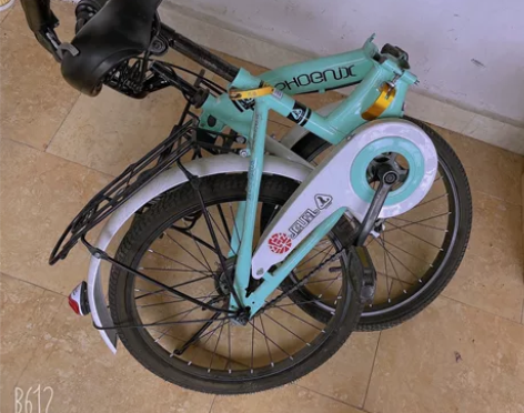 9成新，凤凰折叠自行车，买给刚刚会骑车的儿...