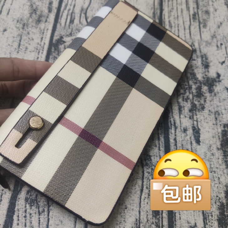 手拿包女士钱包格纹包包折叠包拉链款