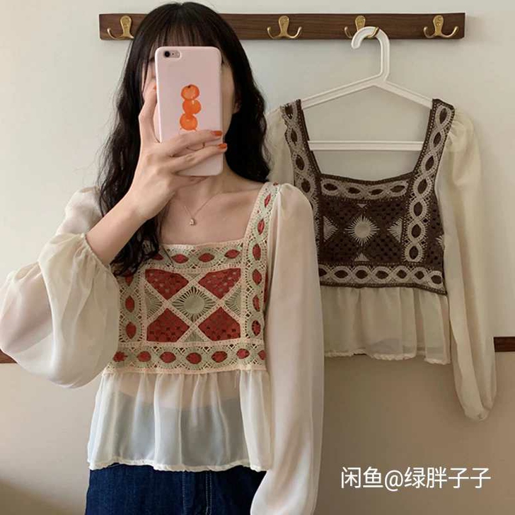 米黛雯 春夏蕾丝雪纺衫