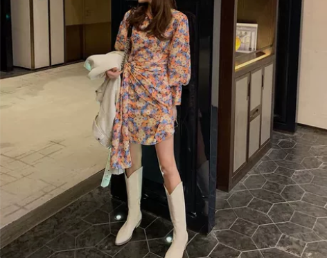 夏天家 复古碎花连衣裙女春秋 新款显瘦气质...