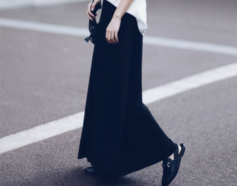 ?韩国超长款过膝大摆a字裙宽松半身裙气质全...