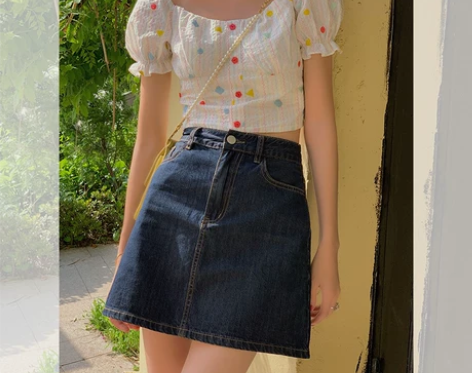 范智乔 牛仔裙半身裙女薄款高腰显瘦薄a字裙...