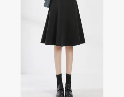 毛呢伞裙女秋冬新款垂坠感百褶裙高腰半身裙冬...