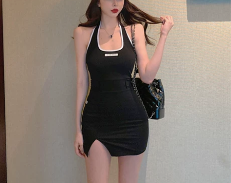 裙子女夏季性感风收腰包臀连衣裙港味修身显瘦...