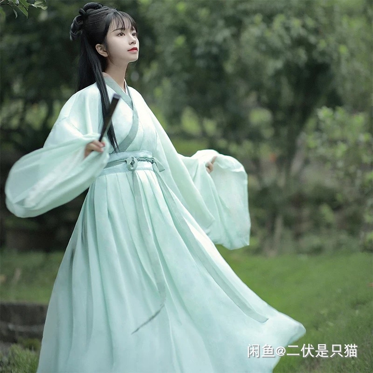 倚梦阁原创青璃魏晋风汉服女交领齐腰襦裙（已...