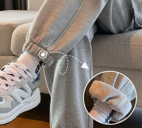 冬季华夫格运动裤女加绒加厚卫裤2022新款...