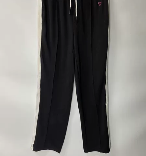 全新欧美宽松大码拼色休闲裤女秋季运动百搭女...