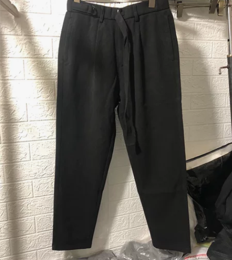 精品男士厚款黑色九分毛呢面料休闲裤特价28...