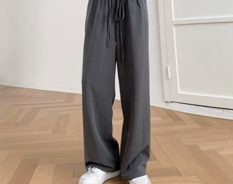 西装裤灰色裤子女2022新款春秋高腰垂感阔...