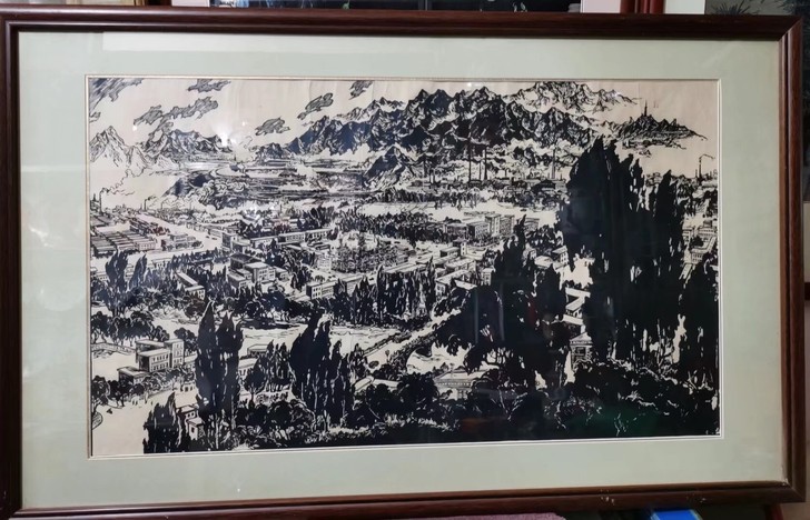 木刻原版画文革时期，群山二开，丝绸之路骆驼...