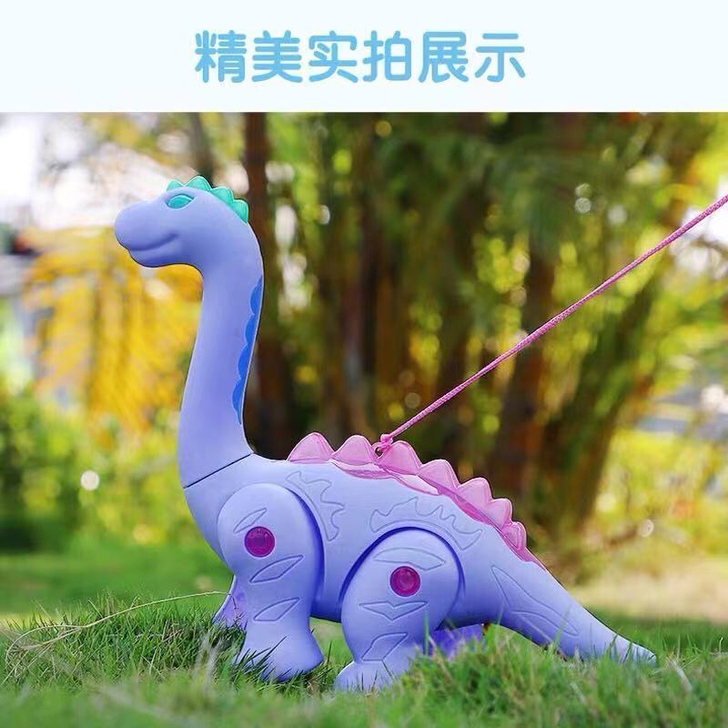 抖音网红牵绳电动恐龙霸王龙仿真动物发光音乐...