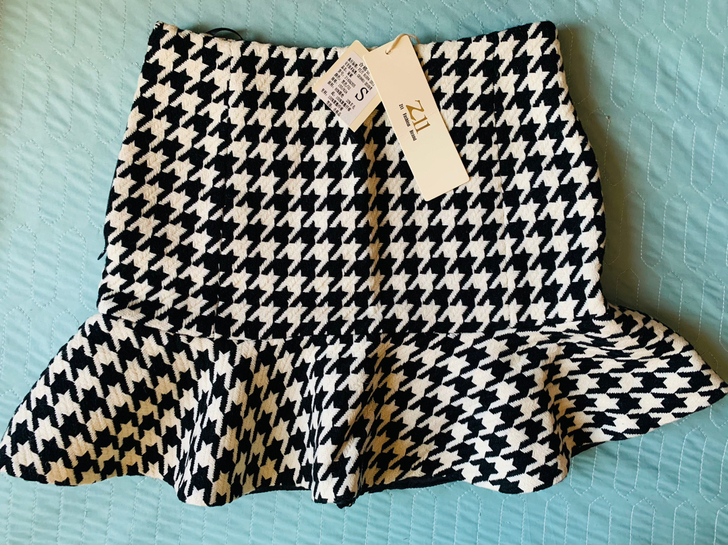 全新 ZLL千鸟格半身短裙羊毛,秋冬 感...