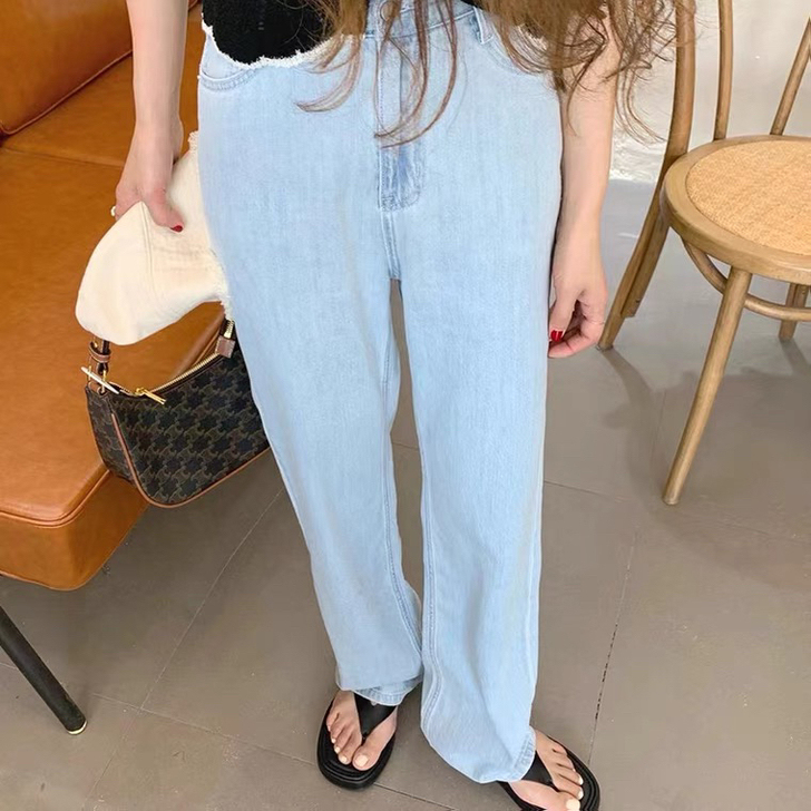 80rerai时尚阔腿牛仔裤chic港味直...