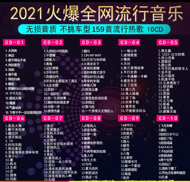 汽车载cd碟片2021流行歌曲正版音乐光盘...