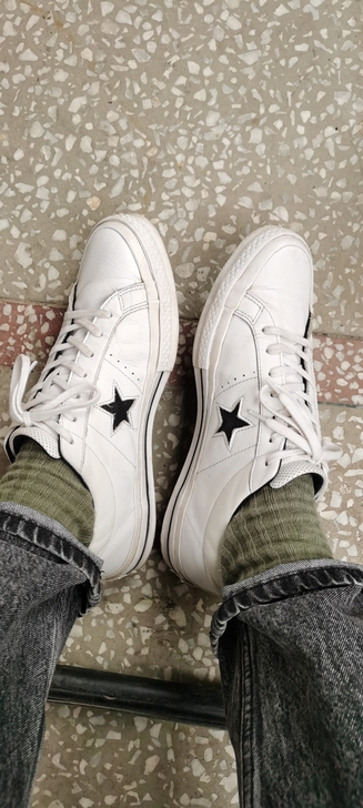 匡威45码onestar白色全皮板鞋成色还...