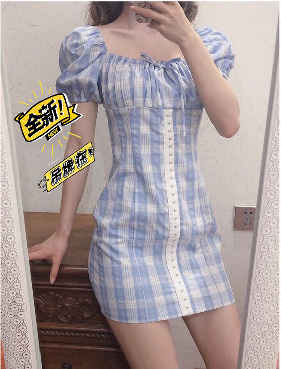 正品zara连衣裙裙子短袖仙女森系法式复古...