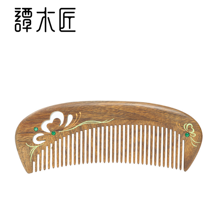 谭木匠礼盒漆艺梳蝶灵 玉檀木梳子 七夕节新...