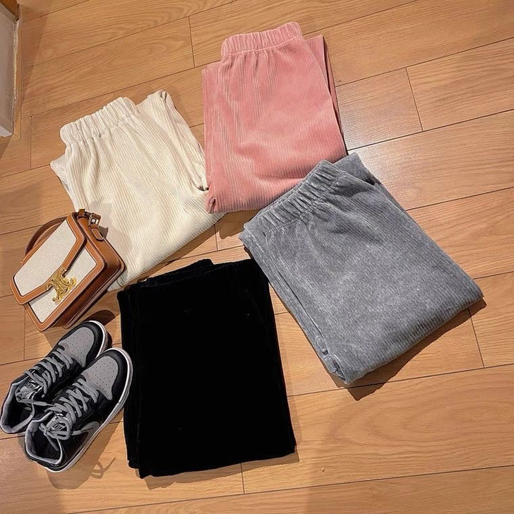 全新特价包邮，灯芯绒裤子宽松束脚裤直筒高腰...