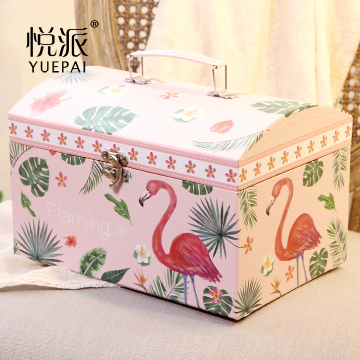 高档复古欧式田园手提箱礼盒精美个性火烈鸟包...