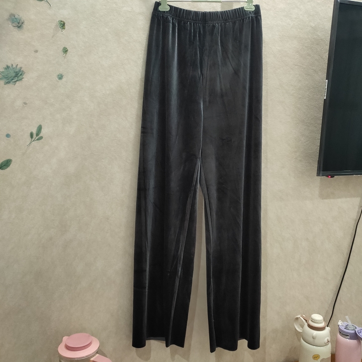 秋款水晶绒阔腿裤