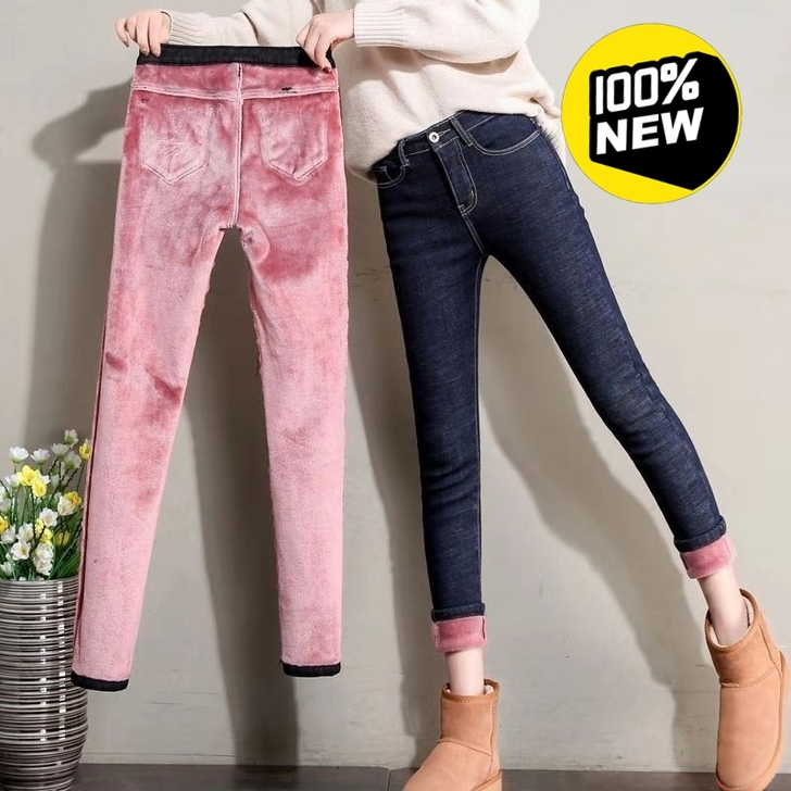 冬款加绒加厚牛仔裤女加绒加厚紧身新款显瘦小...