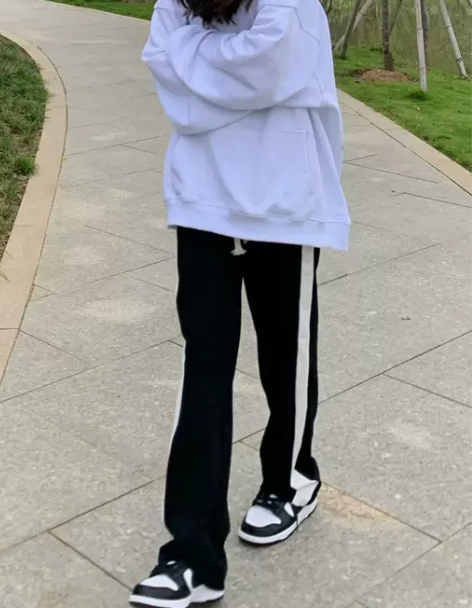 高腰休闲裤 阔腿裤高腰休闲运动卫裤ins高...