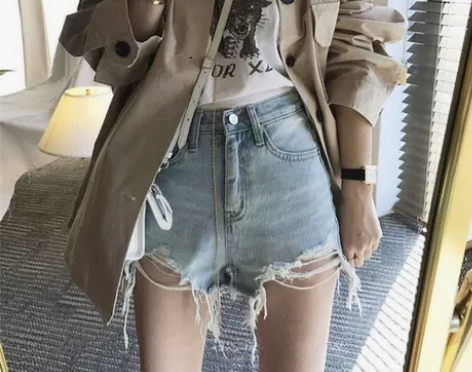 ins牛仔短裤女夏2021新款韩版宽松高腰...