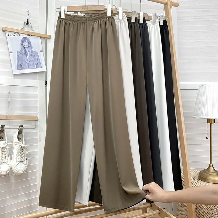 阔腿裤女松紧高腰直筒拖地裤韩版垂感百搭休闲...