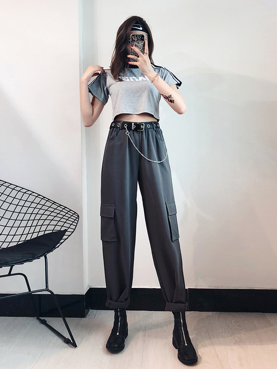 张小南 帅气休闲大口袋美式复古工装裤直筒长...