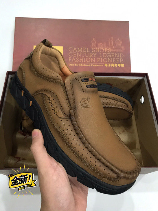 camel骆驼男鞋 经典款牛皮鞋爸爸鞋，手...