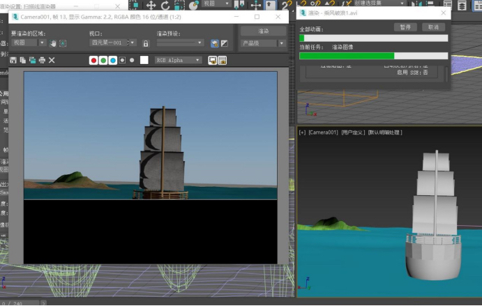 帆船在海上航行3DSMAX 3DMAX三维...