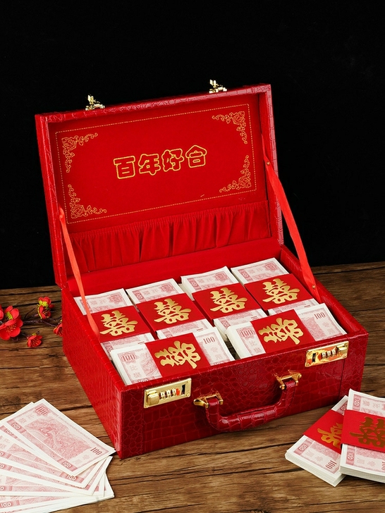 彩礼盒，质量很好厚实，放20万没问题，就送...