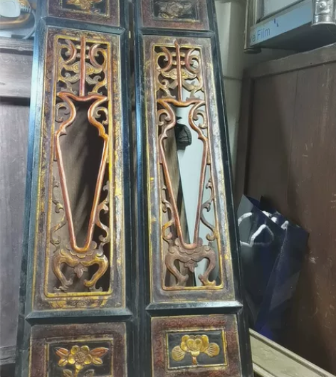 老木雕花板镂空挂屏一对民宿茶馆装饰收藏 感...