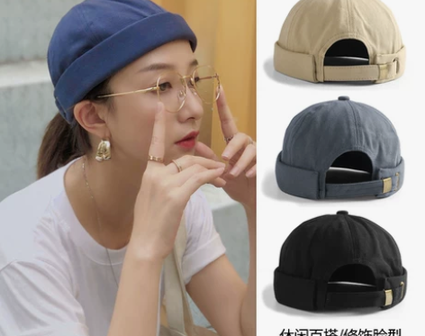 帽子女春夏韩版无檐瓜皮帽街头嘻哈潮人雅痞帽...