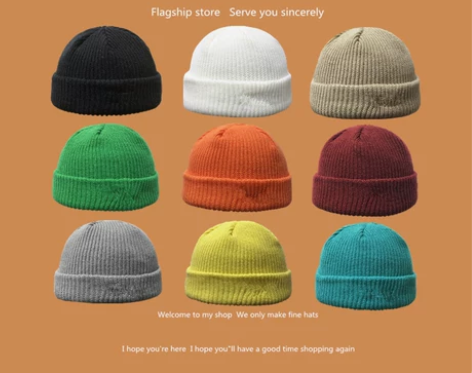 韩国圆顶针织瓜皮帽男街头潮流氓雅痞地主帽秋...