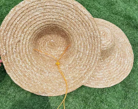 夏季户外防晒农民草帽男女工地遮阳大檐老式麦...