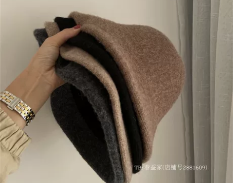 秋冬季羊毛呢盆帽女日系小帽檐短檐渔夫帽/高...