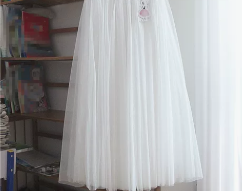 2022春装新款白色网纱裙半身裙a字中长款...