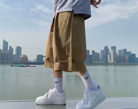 日系复古七分短裤男过膝宽松夏季外穿潮牌工装...