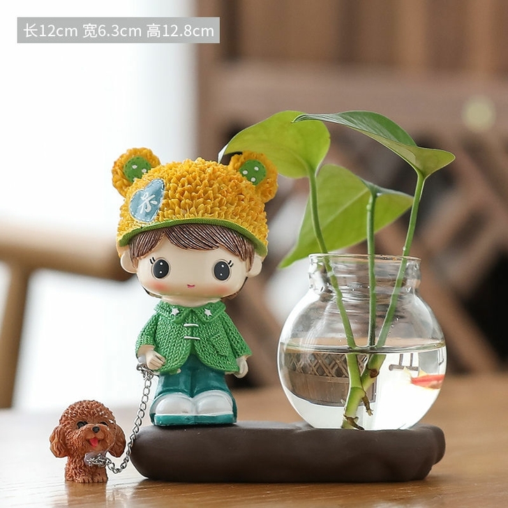 绿萝水培花盆器皿花瓶透明玻璃插花创意水养植...