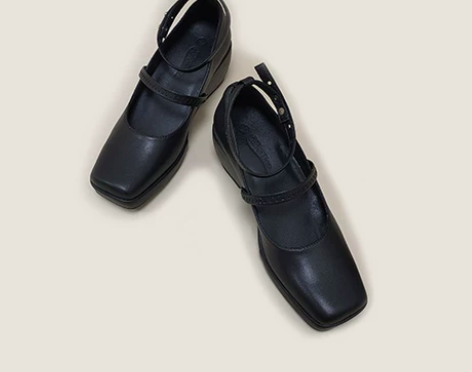 ?2022年春季新款防水台复古方头浅口扣带...