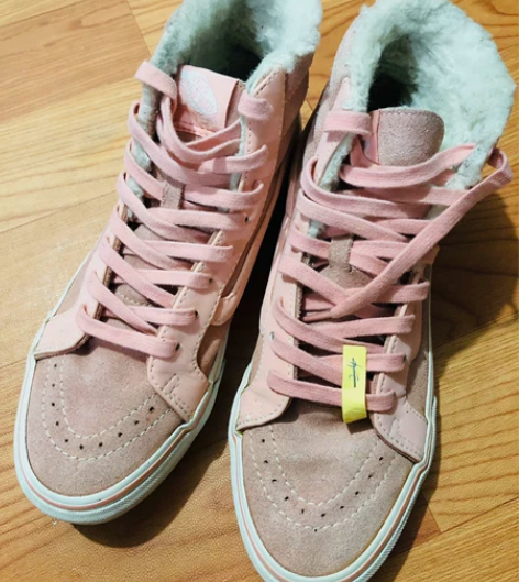 范斯vans 粉色翻毛皮 38码 已干洗 ...