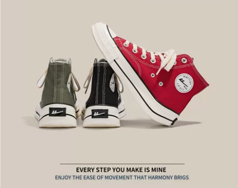 回力高帮帆布鞋女2022年新款夏季学生厚底...