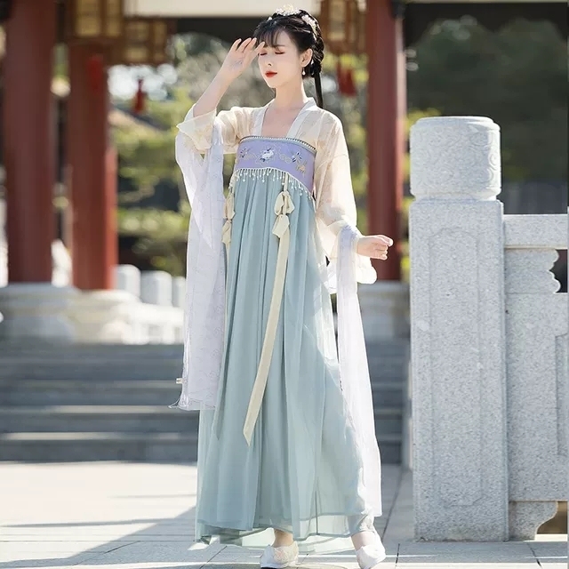 唐风诃子裙汉服女夏季仙气齐胸襦裙唐制中国#...